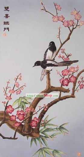 Chinese Classic Large Hand Carved Wood House Solid Decorative Painting-Double Happiness