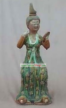 Chinese Classic Archaized Tang San Cai Statue-Making-up Tang Dynasty lady