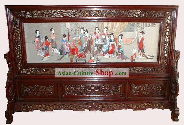 Chinese Classic Hand Made Double-Face Embroidery Craft-Palace Women of Tang Dynasty