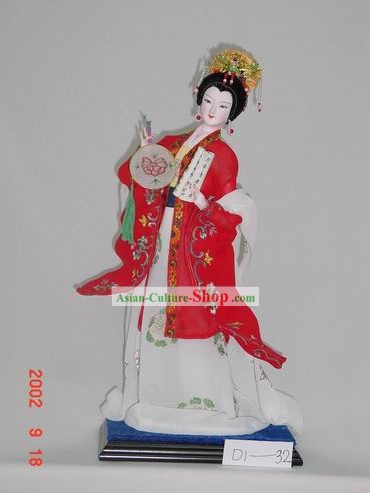Handmade Peking Silk Figurine Doll - Beautiful Empress in Red