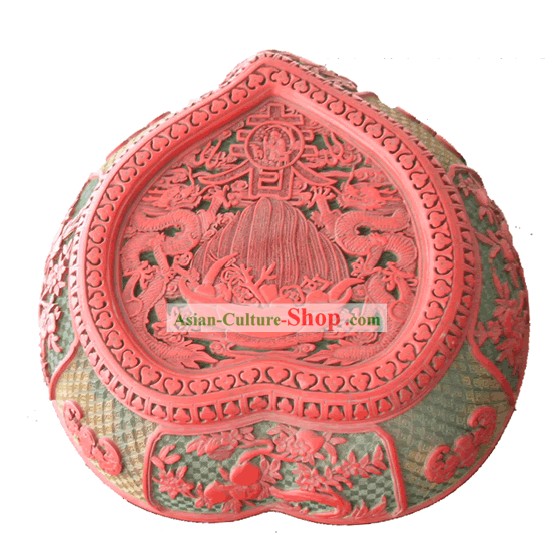 Chinese Hand Carved Palace Lacquer Craft-Longevity Peach