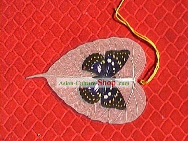 Bookmark of tree of Buddha's leaf vein and butterfly