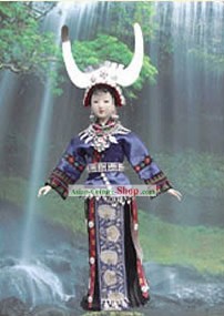 Handmade Peking Silk Figurine Doll - Yi Minority Girl