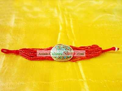 Tibet Natural Coral Song Stone Hand Chain 1