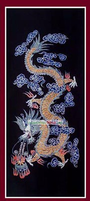 China Hand Made Batik Hanging by Miao Tribe-Ancient Dragon