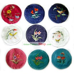 Chinese Classic Hand Made Embroidery Teacup Tray (9 pieces set)