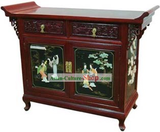 Chinese Classic Red Palace Lacquer Ware Cabinet