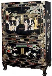 Chinese Classic Lacquer Ware Cabinet-Palace Beauties
