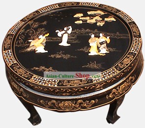 Chinese Square Lacquer Ware Table Set-Palace Beauties