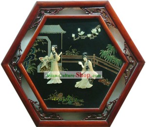 Chinese Palace Hanging Lacquer Ware Mirror Series-Palace Beauties