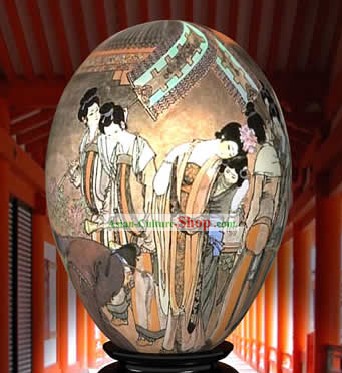 Chinese Wonder Hand Painted Colorful Egg-Ancient Palace Beauties Painting