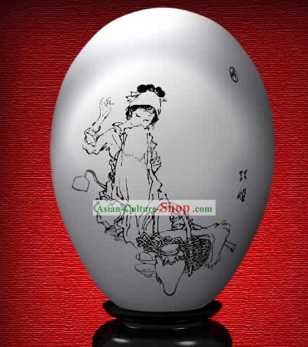 Chinese Wonder Hand Painted Colorful Egg-Qiao Jie of The Dream of Red Chamber