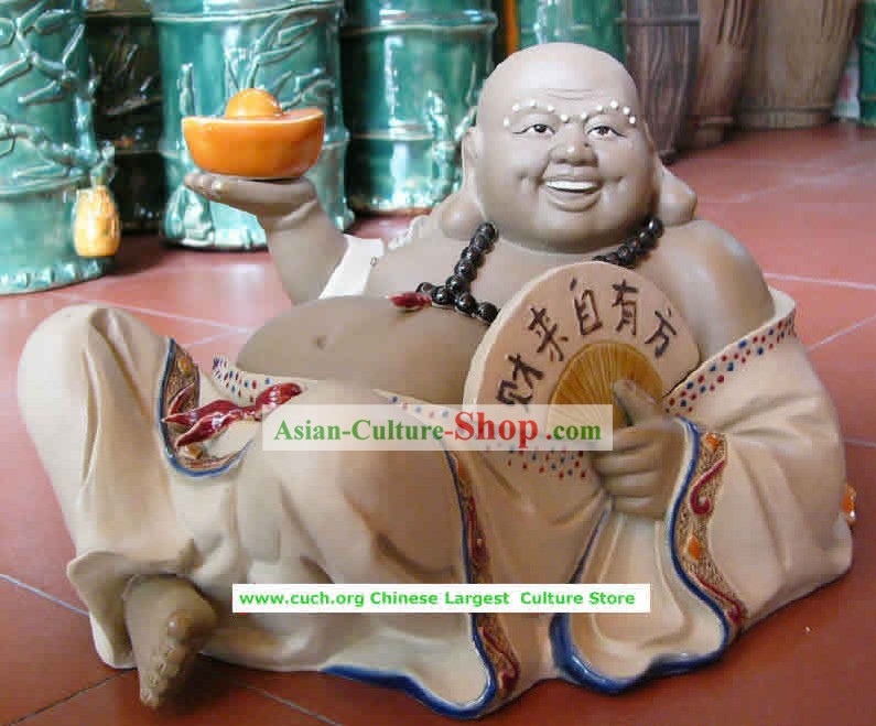 Chinese Hand Made Shi Wan Ceramics-Money Gathering For You