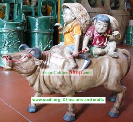 Shi Wan Ceramics Statue-Happy Cowboys