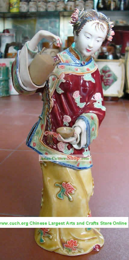 Hand Made Shi Wan Ceramics Statue-Ancient Happiness