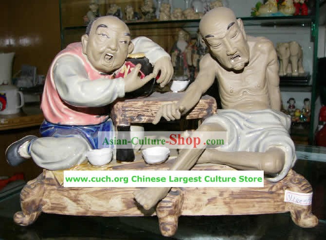 Chinese Hand Made Shi Wan Ceramics-Wine Game