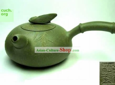 Chinese Hand Made Perfect Green Clay Teapot