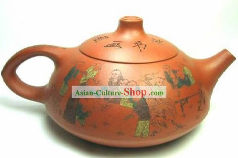 Chinese Hand Painted Zisha Teapot-Ancient Wise People
