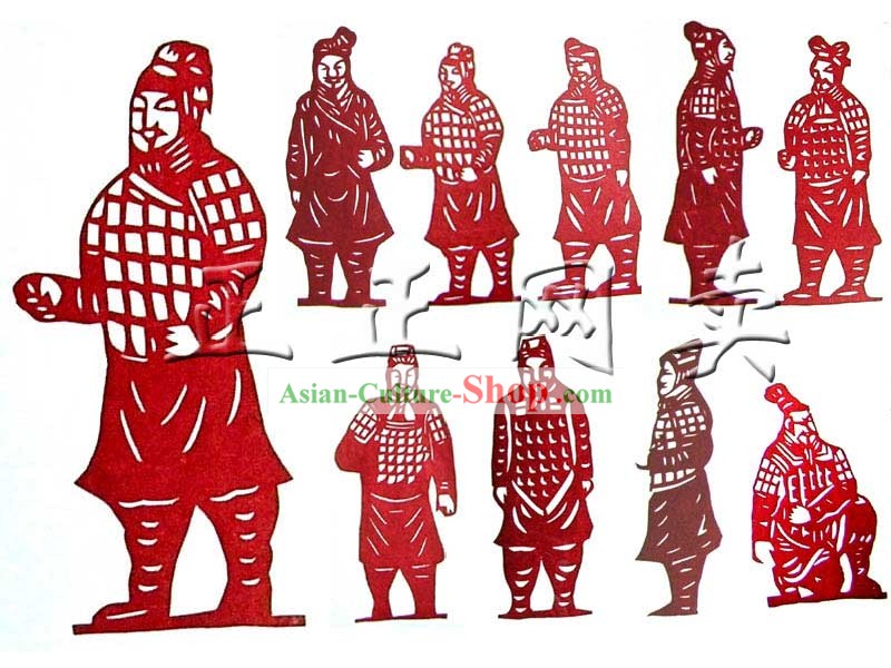 Chinese Traditional Terra Cotta Warrior Papercut 10 Pieces Set