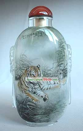 Snuff Bottles With Inside Painting Chinese Animal Series-Tiger Queen