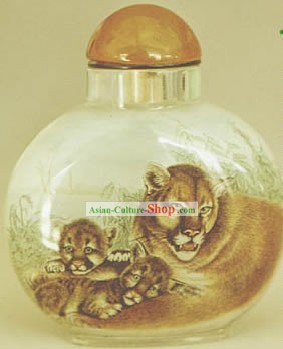 Snuff Bottles With Inside Painting Chinese Animal Series-Leopard Family