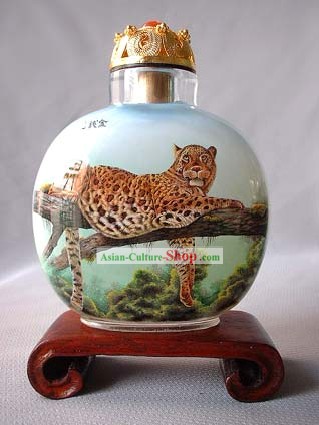 Snuff Bottles With Inside Painting Chinese Animal Series-Catamount on the Tree