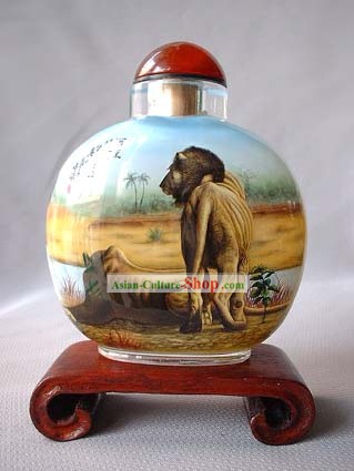 Snuff Bottles With Inside Painting Chinese Animal Series-Lions