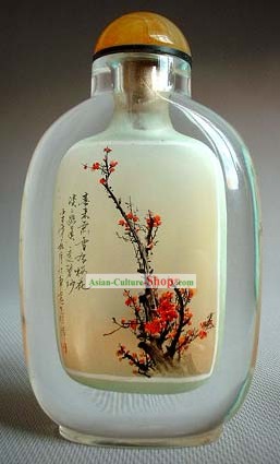 Snuff Bottles With Inside Painting Flower Series-Snow Plum Blossom 1