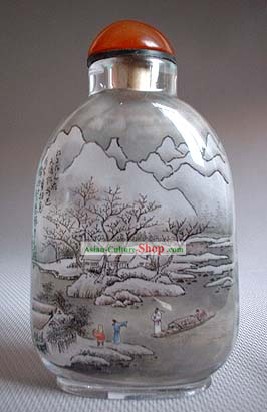 Snuff Bottles With Inside Painting Landscape Series-Snow Travel