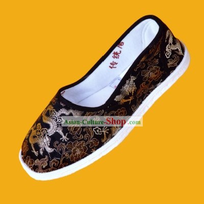 Chinese Hand Made Folk Dragon Cloth Shoes for Man