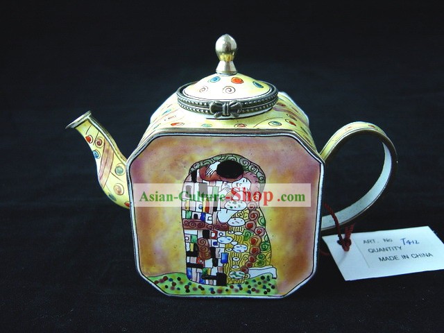 Chinese Hand Painted Enamel Colorful Kettle-Kiss