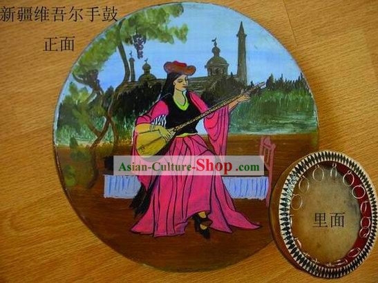 Sinkiang Folk Musical Instrument-Hand Painted Sheepskin Darobokka(Tambourine)