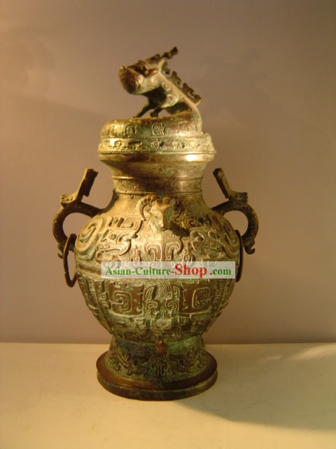 Chinese Classic Archaize Bronze Ware-Palace Pot of Dragon