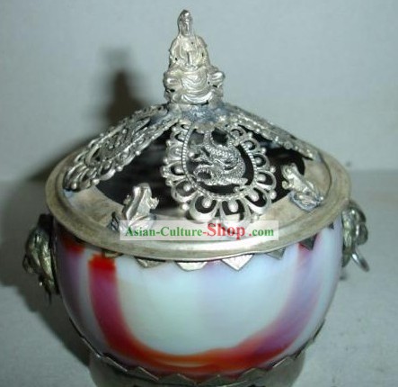 Chinese Traditional White and Silver Censer