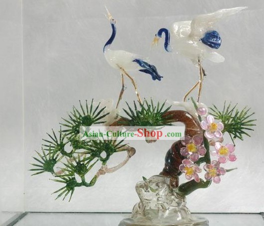 Chinese Classic Coloured Glaze Works-Pine Tree and Cranes