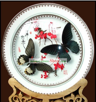 Yunnan Butterfly Porcelain Decoration Plate Handicraft