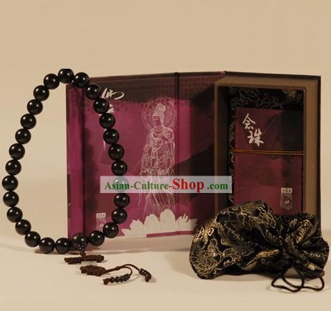 Chinese Carpenter Tan 100 Percent Natural Black Sandalwood Prayer Beads