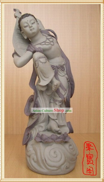 China Dunhuang Handicraft Statue-Playing Lute on the Back