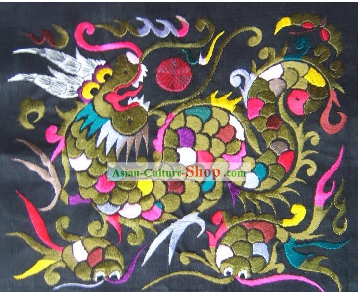 Chinese Miao Minority Silk Thread Hand Embroidery Art