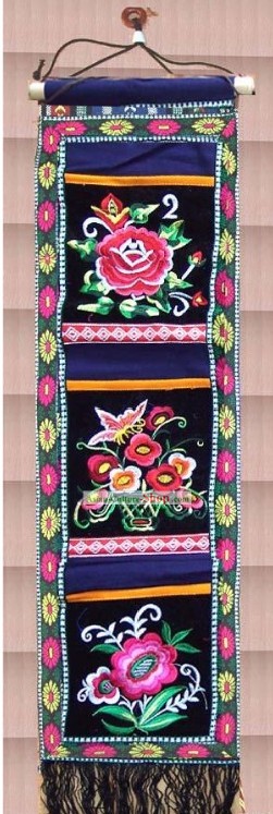 Chinese Large Miao Minority Silk Thread Hand Embroidery Convenient Bags Hanging
