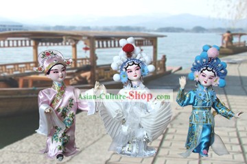 Handmade Peking Silk Figurine Doll - Madame White Snake (3 pieces set)