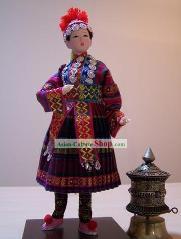 Handmade Peking Silk Figurine Doll - Ha Ni Minority Beauty