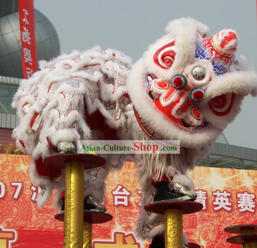 GLOW IN DARK Happy Festival Celebration Long Wool Lion Dance Costumes Complete Set