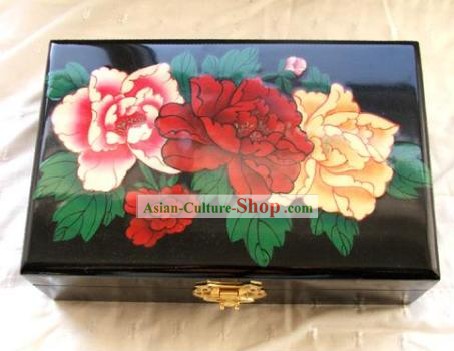 Archaize Chinese Colored Drawing Making Up Peony Casket