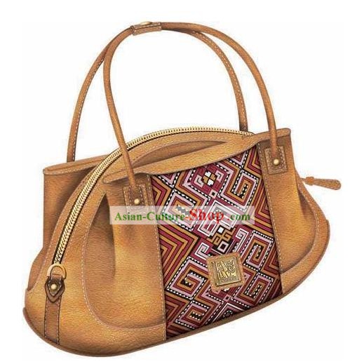 Hand Made and Embroidered Chinese Miao Minority Handbag for Women - Desert