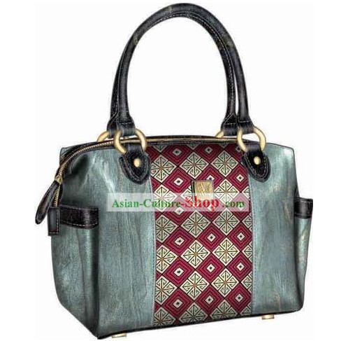 Hand Made and Embroidered Chinese Miao Minority Handbag for Women - Grid