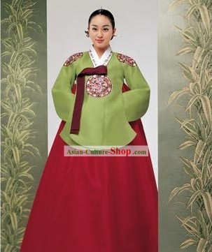 Korean Classic 100 Percent Handmade Embroidery Korean Hanbok Tang Dress-Dragon Beauty