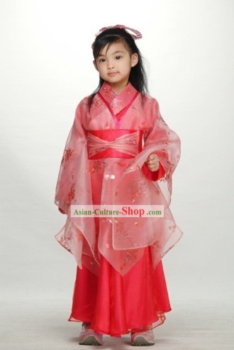Chinese Happy New Year Celebration Ancient Lucky Red Costumes for Children