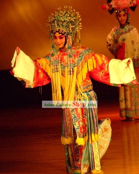 Supreme Chinese Yang Yuhuan Costumes and Helmet Decoration Complete Set