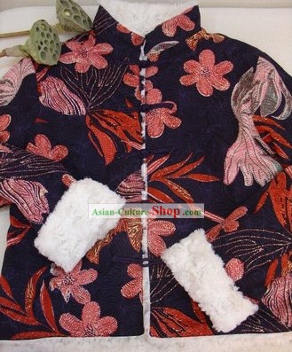 Supreme Chinese Handmade Lotus Winter Cotton Jacket for Women